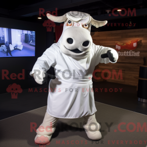 Witte steak mascottekostuum...