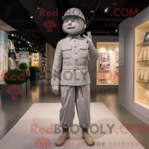 Gray Soldier mascot costume...