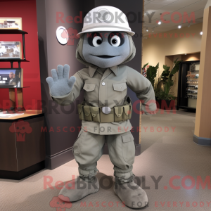 Gray Soldier mascot costume...
