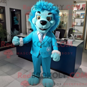 Cyan Tamer Lion maskot...