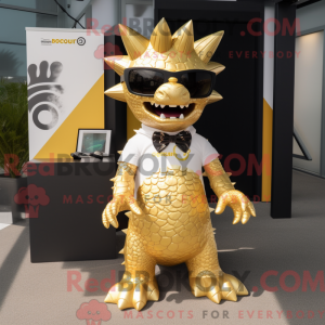 Guld Stegosaurus maskot...