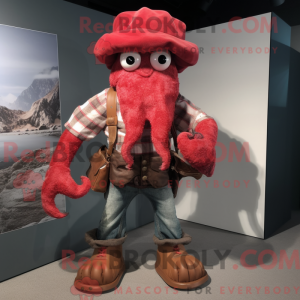 Röd Kraken-maskotdraktfigur...