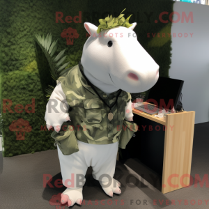 Hvit Tapir-maskotdraktfigur...