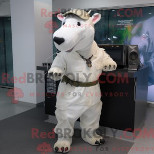Hvid Tapir maskot kostume...