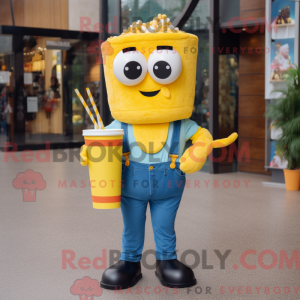 Gul Pop Corn maskot kostyme...