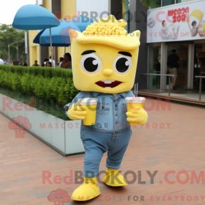 Gul Pop Corn maskot kostyme...