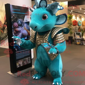 Turquoise Armadillo mascot...