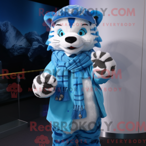 Cyan Tiger-maskotdraktfigur...