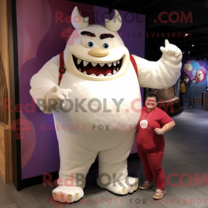 Witte Ogre mascottekostuum...