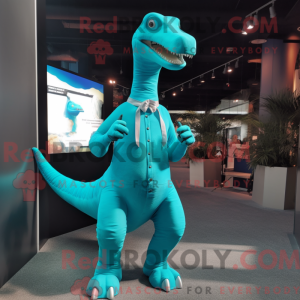 Turquoise Diplodocus mascot...