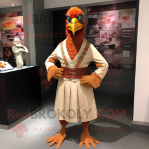 Tan Tandoori Chicken mascot costume character dressed with a Dress Pants and Belts