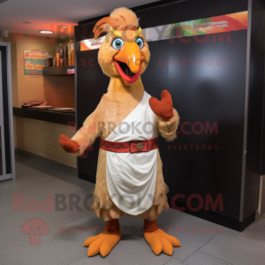 Tan Tandoori Chicken mascot costume character dressed with a Dress Pants and Belts