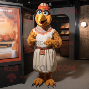 Tan Tandoori Chicken mascot costume character dressed with a Dress Pants and Belts