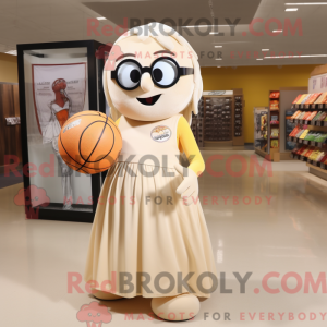 Beige basketbollmaskot...
