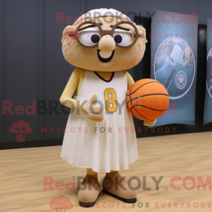 Beige basketbollmaskot...