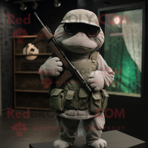 Grå Sniper maskot drakt...