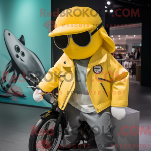 Yellow Whale maskot kostume...
