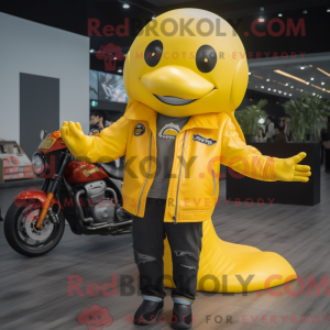Yellow Whale maskot kostume...