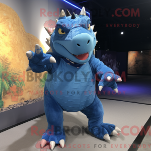 Blå Ankylosaurus maskot...