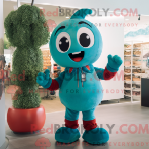 Blågrønn kirsebær máscara de drapeado com macacão e braçadeira - Mascotes cereja - REBROKO_351295 - RedBrokoly.com