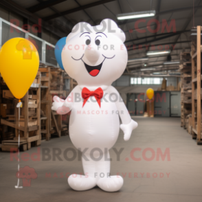 White Heart Shaped Balloons mascot costume character dressed with a Waistcoat and Shoe laces