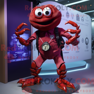 Maroon Crab maskot kostume...