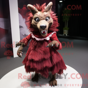 Maroon hyæne maskot kostume...