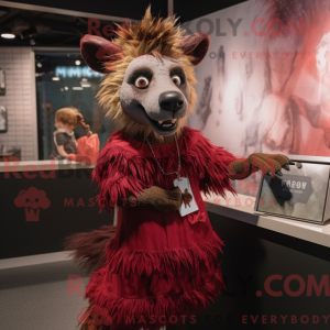 Maroon hyæne maskot kostume...
