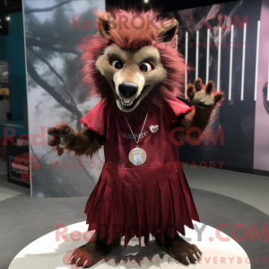 Maroon hyæne maskot kostume...