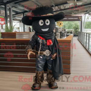 Sort Cowboy maskot kostume...