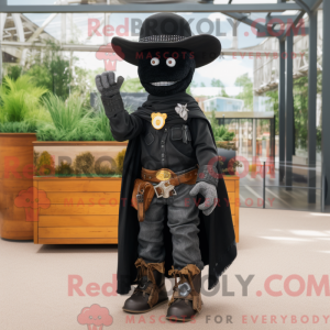Sort Cowboy maskot kostume...
