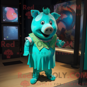 Turquoise Pig mascot...