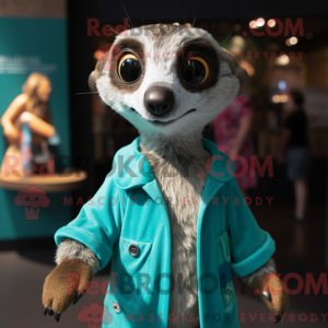 Teal Meerkat mascot costume...