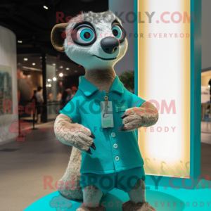 Teal Meerkat mascot costume...