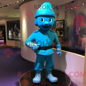 Cyan Soldat Maskottchen...
