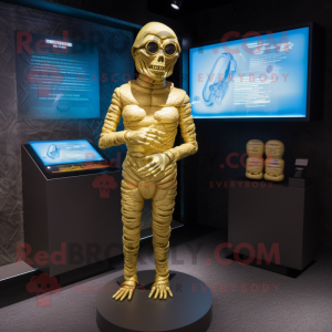 Gold Mummy maskot kostume...