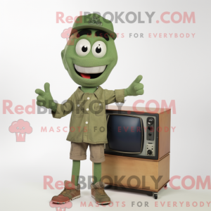 Zielony TV-maskotdraktfigur...