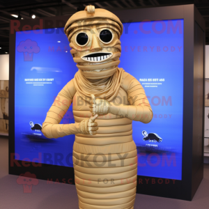 Gold Mummy mascot costume character dressed with a One-Piece Swimsuit and Bracelet watches