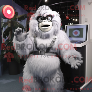 Sølv Gorilla maskot kostume...