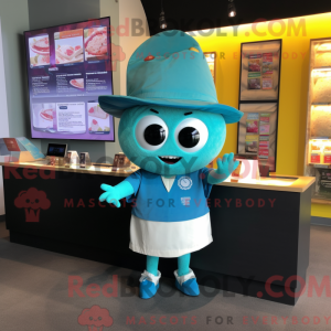 Cyan Tacos maskotdraktfigur...