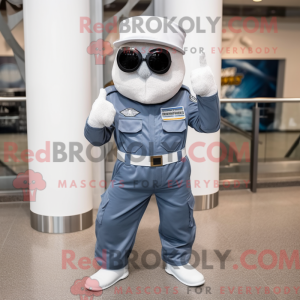 Silver Navy Soldier mascot...