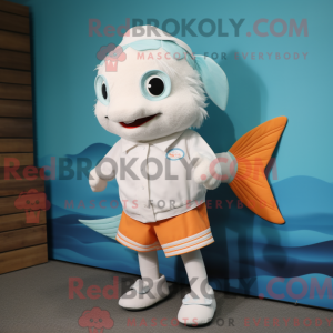 Hvit gullfisk maskot...
