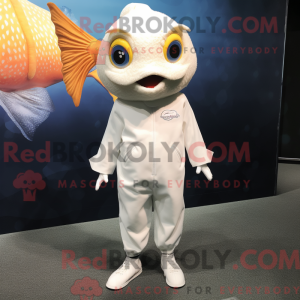Hvit gullfisk maskot...