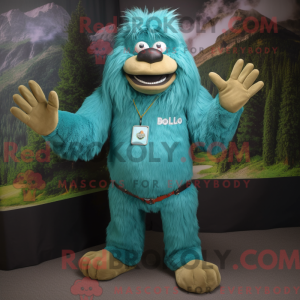 Teal Sasquatch mascot...