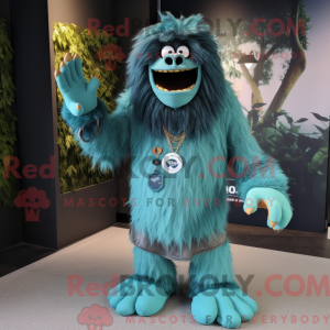 Teal Sasquatch mascot...