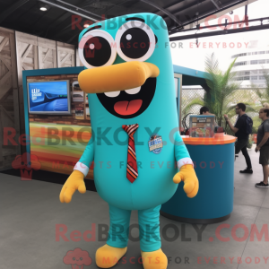 Turquoise Hot Dogs mascot...