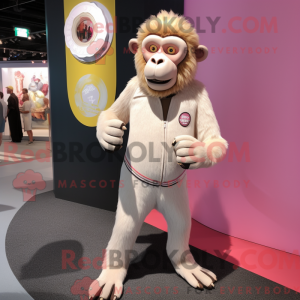 Cream Bavian maskot kostume...