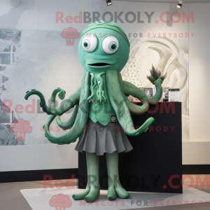 Grøn Kraken maskot kostume...