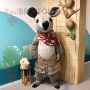 Tan Tapir mascot costume character dressed with a Swimwear and Cummerbunds