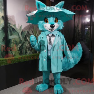 Turkis Fox-maskotdraktfigur...
